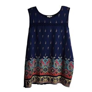 Carol Rose Sleeveless Boho Blouse, Large